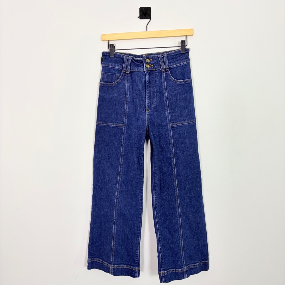 Pilcro Anthropologie The Skipper Seamed High-Rise Crop Wide-Leg Jeans 28 - Picture 2 of 8